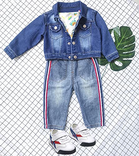 Zl Magic Baby Boys Girls Denim Jacket Long Sleeve Button Down Jeans Coat Kid Cowboy Overcoat Basic Casual Outwear (4 Years, Blue Jacket 02) #TOP5