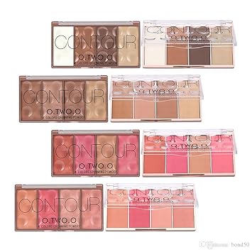 O TWO O Contour Highlighter & Blush Palette, 24g Face Shading Grooming Powder Makeup 4 Colors Long-Lasting Face Make Up (01)