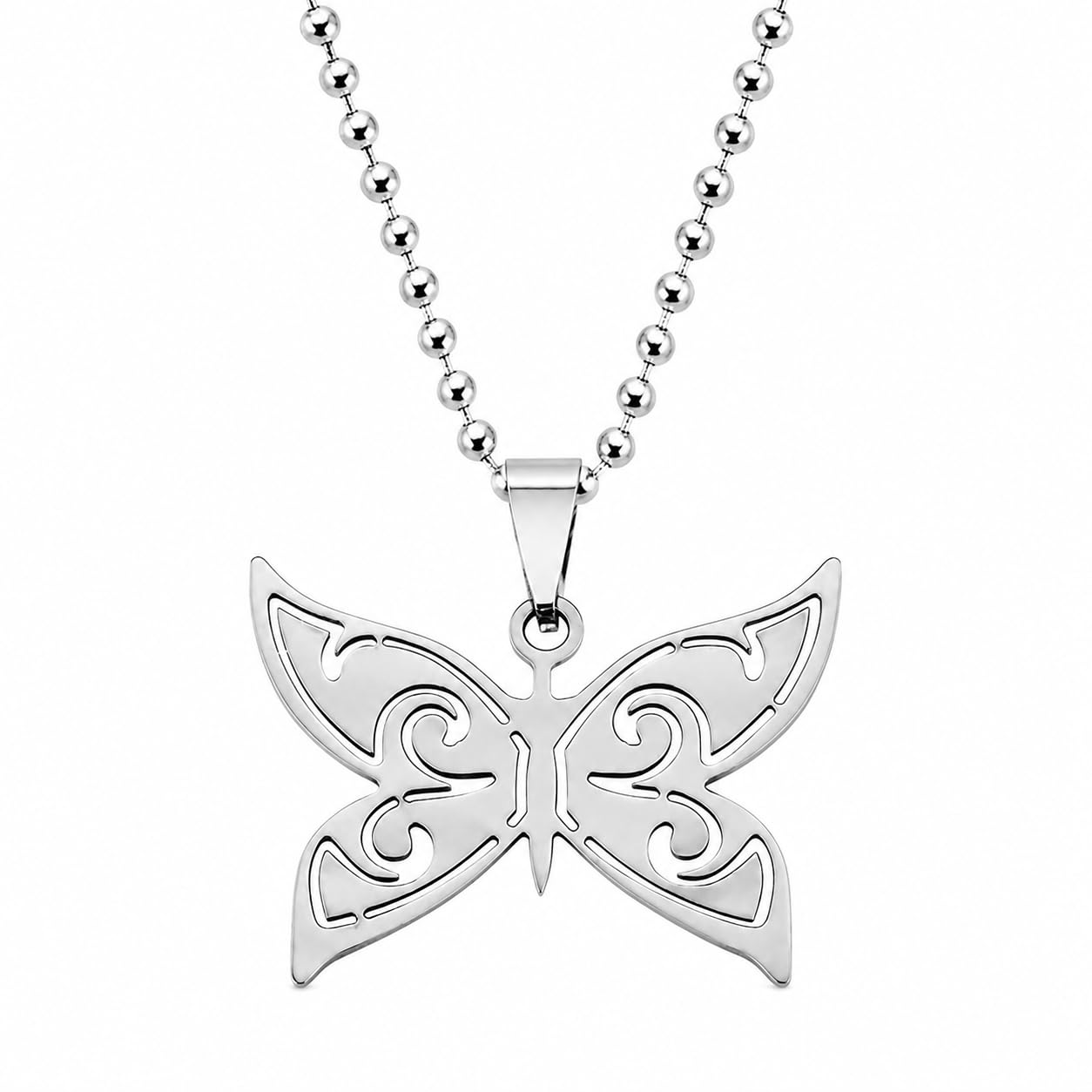 Valentine Gift Butterfly Charm Couple Jewelry Silver Stainless Steel Pendant Necklace Chain for Men and Women LC0059-image-19