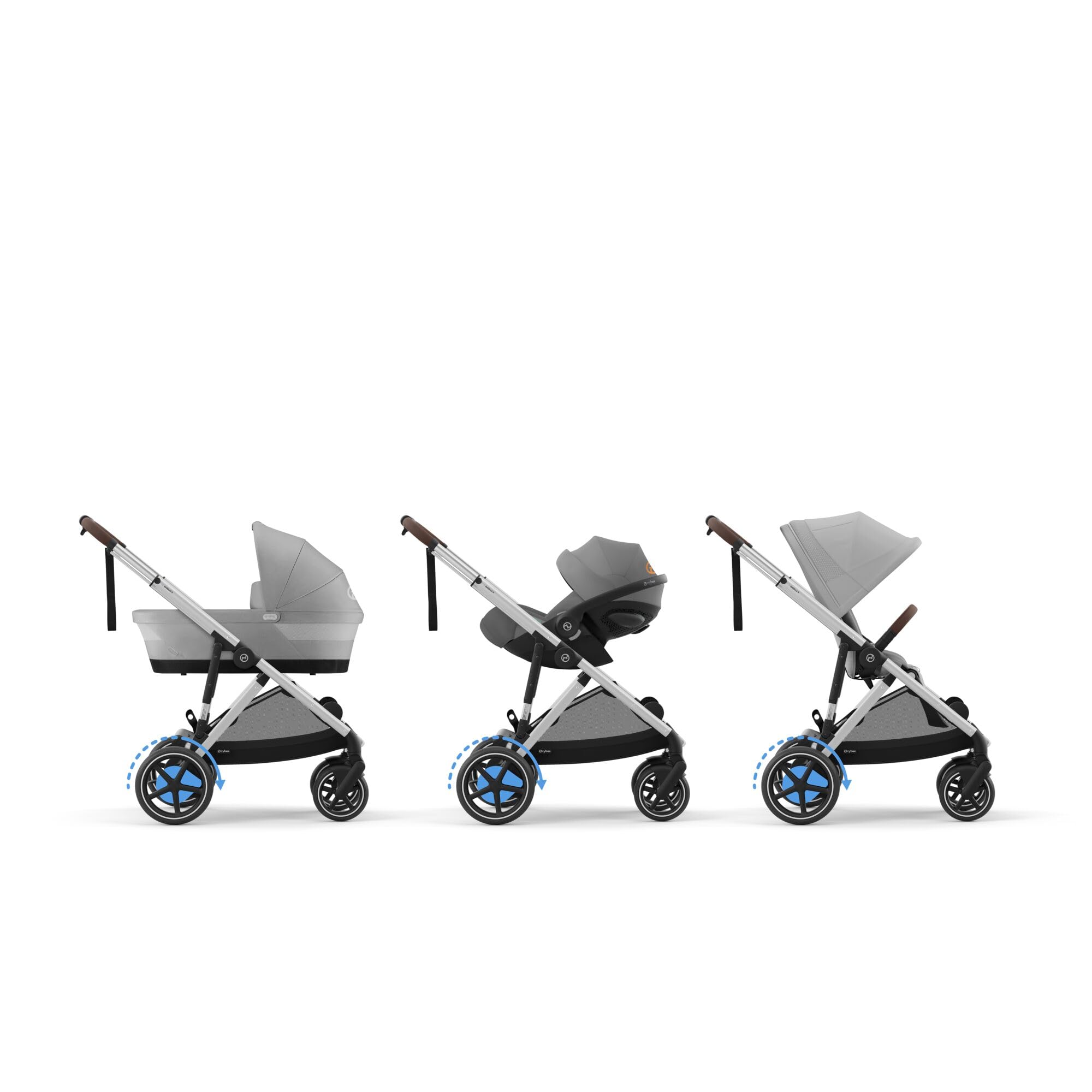 CYBEX Poussette Gold e-GAZELLE S, De la naissance à environ 4 ans, Max. 22 kg (mode simple) / 2x 22 kg (mode Duo), Système tout-en-1 avec propulsion électrique et 20+ configurations, Gris pierre
