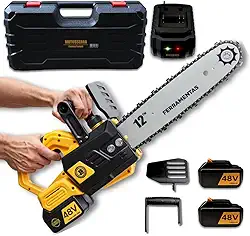 Motosserra Profissional Sem Fio com 2 Baterias 48V: Potência de 3000W, Ideal para Cortes Precisos em Madeira. Leve, Bivolt e Alta Autonomia para Jardinagem e Trabalhos Pesados