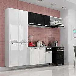 Cozinha Completa Branca e Preta em 100% Aço 4 Peças Amanda