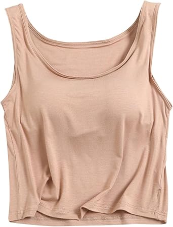 Womens Tank Tops with Buit in Bra Modal Camisole with Chest Pad Bottom T-Shirts Summer Yoga Sports Vest Crop Tops