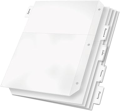 Cardinal 84010 Poly Ring Binder Pockets, 11 x 8 1/2, Clear, 5/Pack