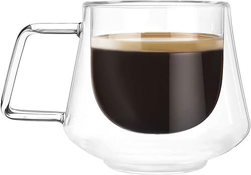 Miniatura 7 de Taza de café con aislamiento de doble pared de 8.1 onzas con asas, vasos térmicos duraderos para beber, tazas de leche, taza de café expreso, taza
