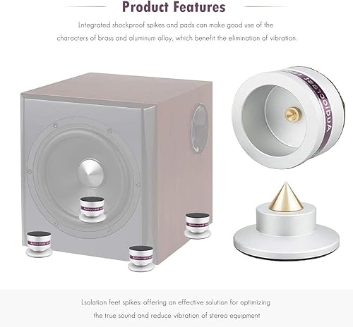Miniatura 7 de Audiocrast IF03S - Aisladores de altavoz, picos de altavoz de alta gama, almohadillas de pie de soporte de alta fidelidad, discos de aislamiento