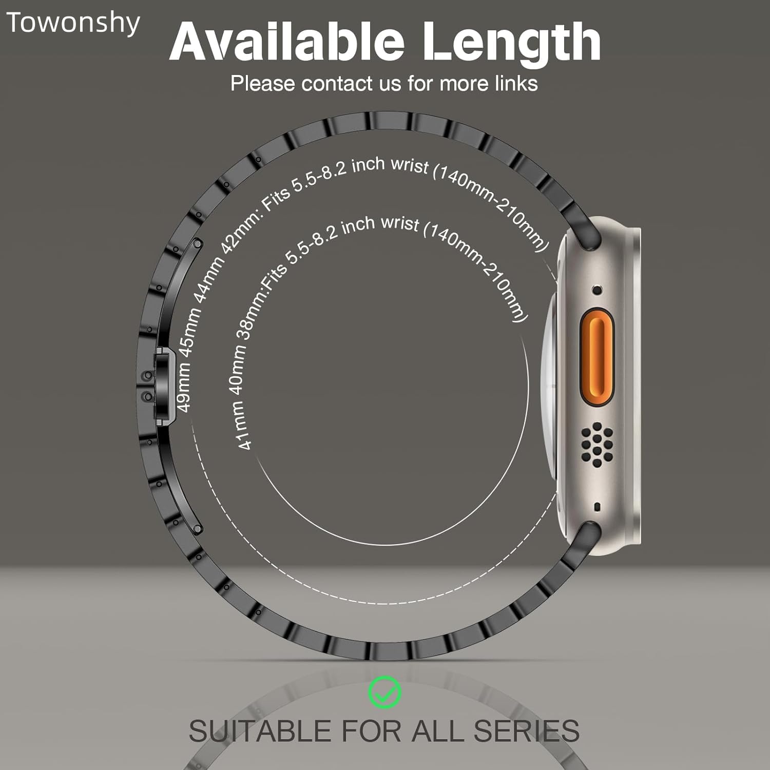 Cinturino Originale Titan Compatibile con Apple Watch Cinturino Ultra/Ultra 2, Se, Serie 10/9/8/7/6/5/4/3/2/1 49mm 46mm 45mm 44mm 42mm 41mm 40mm 38mm, Uomini E Donne Cinturino in Metallo in Acciaio