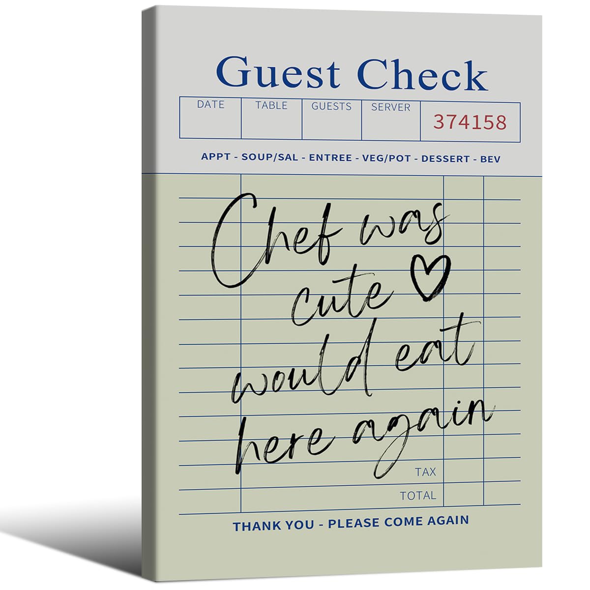 Framed Wall Art Posters Trendy Kitchen Guest Check Prints Chef Was Cute Would Eat Here Again Quotes for Home Dining Room Living Room Apartment Decor 24x36in
