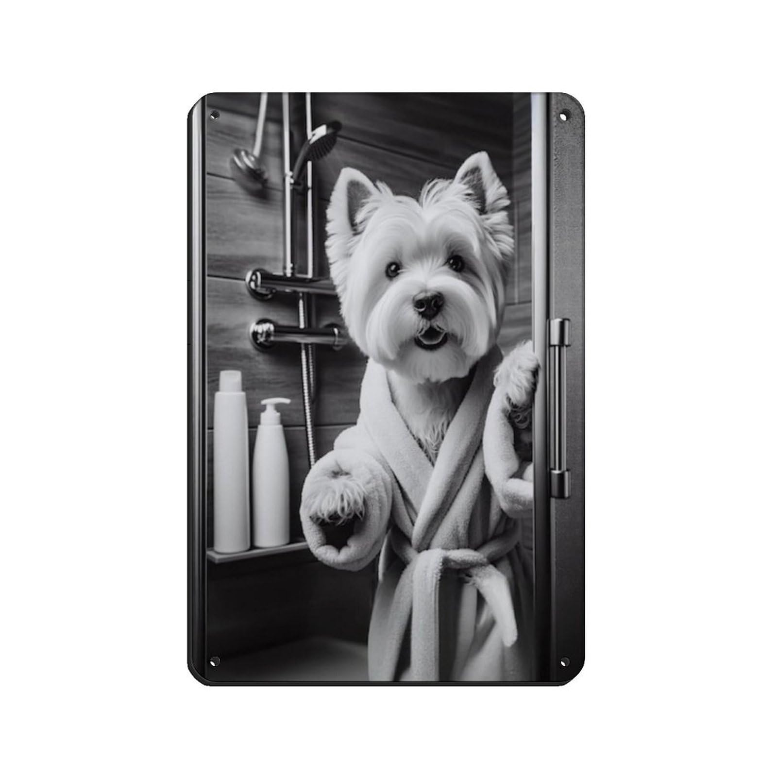 Lxwnze 20L X 30W Cm West Highland Terrier Bathroomartposter Tin Sign Vintage Metal Pub Club Cafe Bar Home Wall Art Decoration Poster Retro 8X12inch(20X30cm)