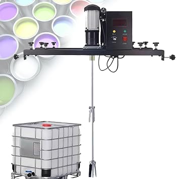 IBC Paint Mixer, Commercial Electric Tank Mixer Machine, with Support Hanger, Stainless Steel Rod & Blade, Folding Propeller, for Ink Dissolver Agitator