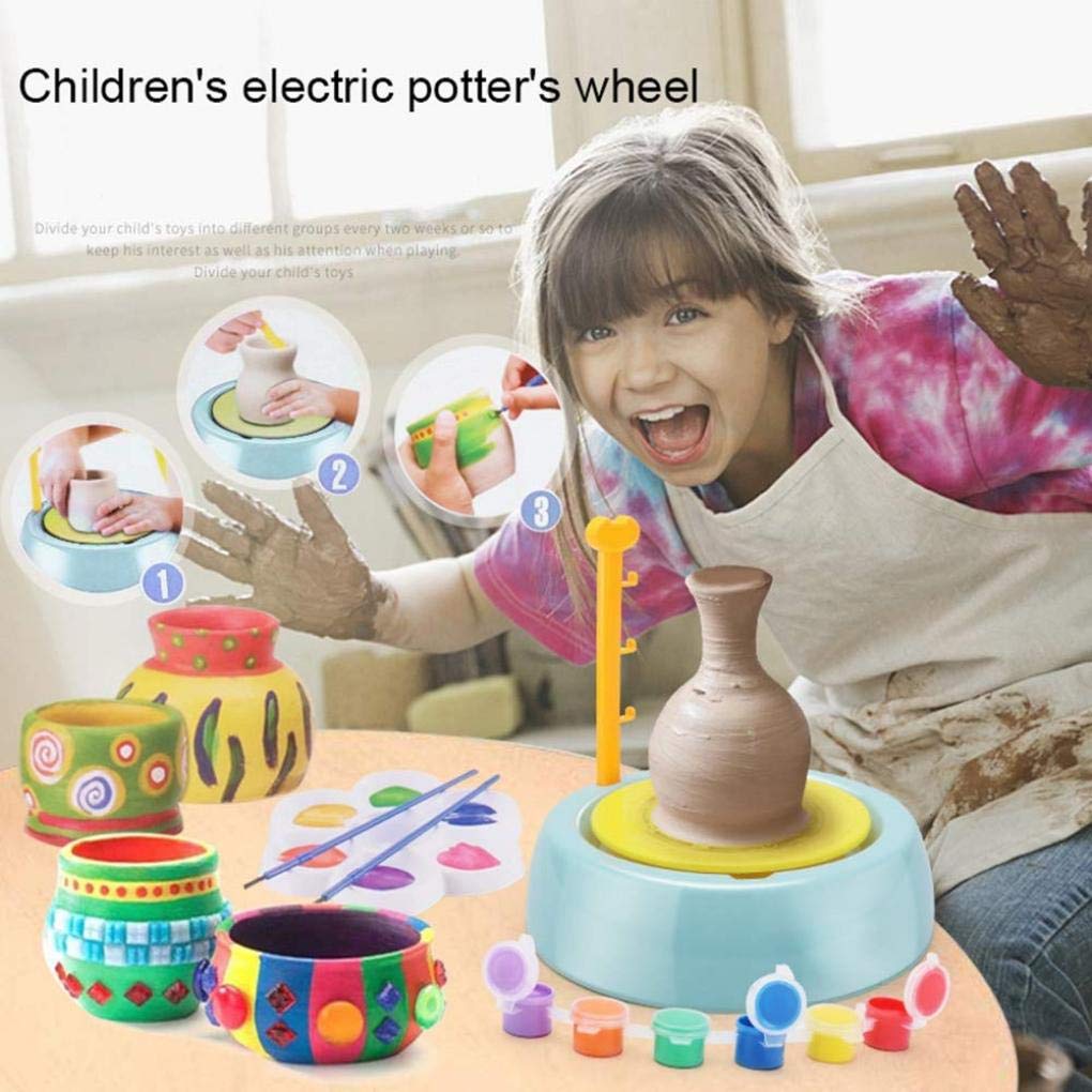 Maschine zur Töpferherstellung, Elektrische Töpferscheibe für Kinder, Tonkunst-DIY-Töpferwerkzeuge, Für Kinder ab 6 Jahren, Leise