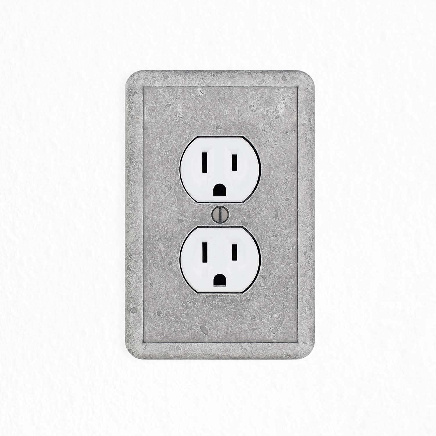 Questech Outlet Cover, Single Duplex Wall Plate 1-Gang Switch Plate Standard Size Electrical Outlet Receptacle Cover, Decorative Tumbled Texture, Gray