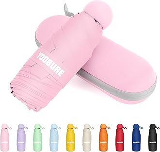 Yoobure Travel Umbrella Portable Compact Umbrellas, Pocket Mini for Purse, Umbrellas for UV Sun & Rain Small for Backpack, Umbrella with Case Folding for Kids Women