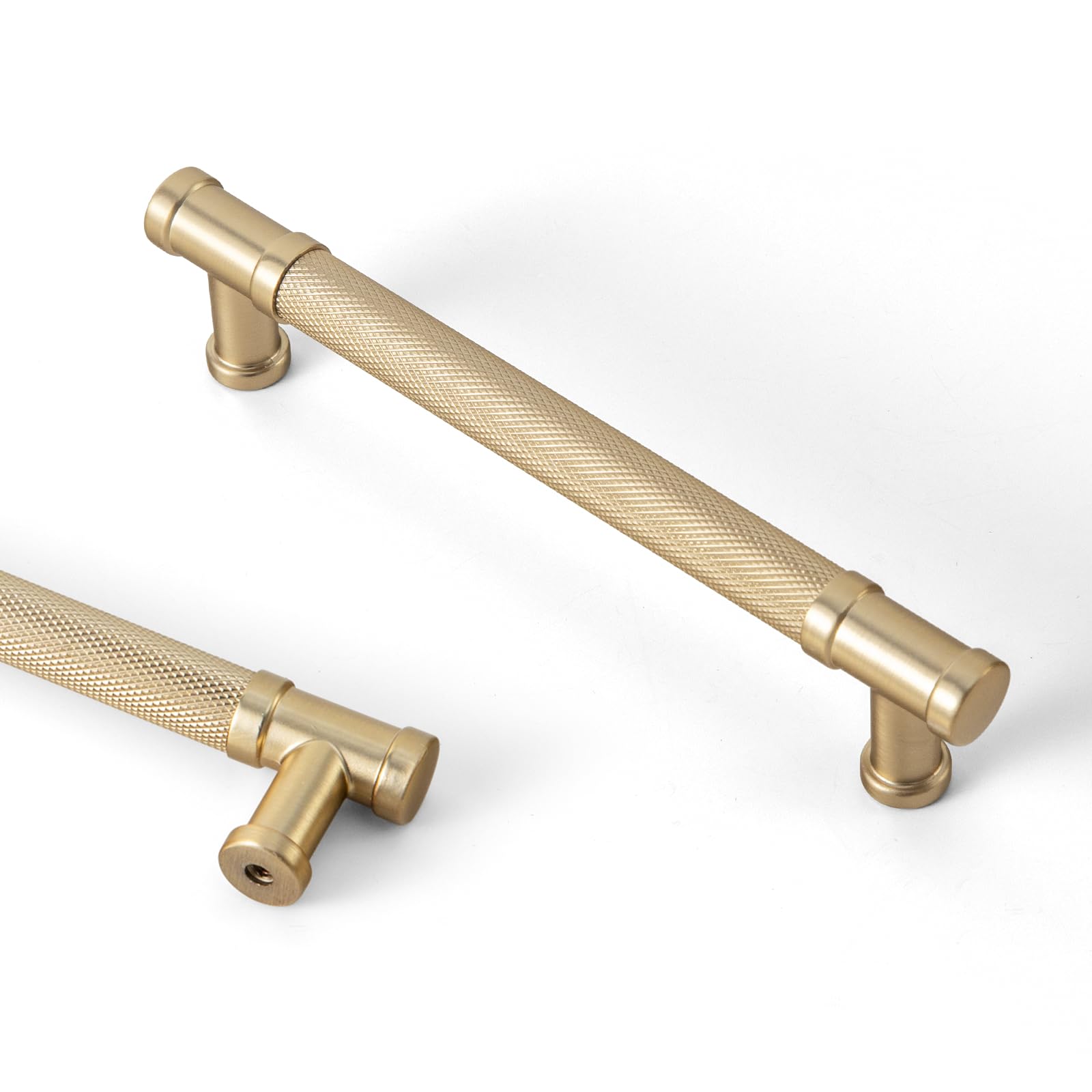 Goo-Ki 6 Pack Cabinet Pulls Champagne Bronze Knurled Drawer Handles, 5.04" c-c Modern Bar Cabinet Handles Dresser Pulls Zinc Alloy & Aluminum Kitchen Hardware