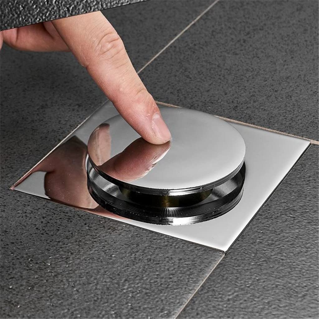 Italiano: Up del Pavimento del Piede di Scarico 'Ottone del Bagno del Bagno Cromato del Bagno Quadrato della Doccia Opaca della Doccia del Quadrato 10 * 10 cm(Blue,White)