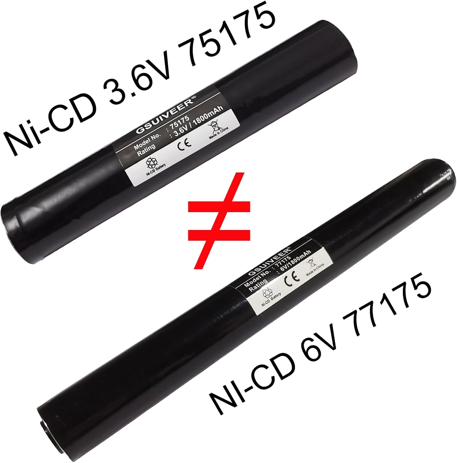 75175 Rechargeable Battery 3.6V 1800mAh Ni-CD Compatible with Streamlight Stinger 75175 75375 75300 75500 75810 76000 76300, PolyStinger, Pelican M9, FL126 Flashlight (3 Pack 75175 Battery)