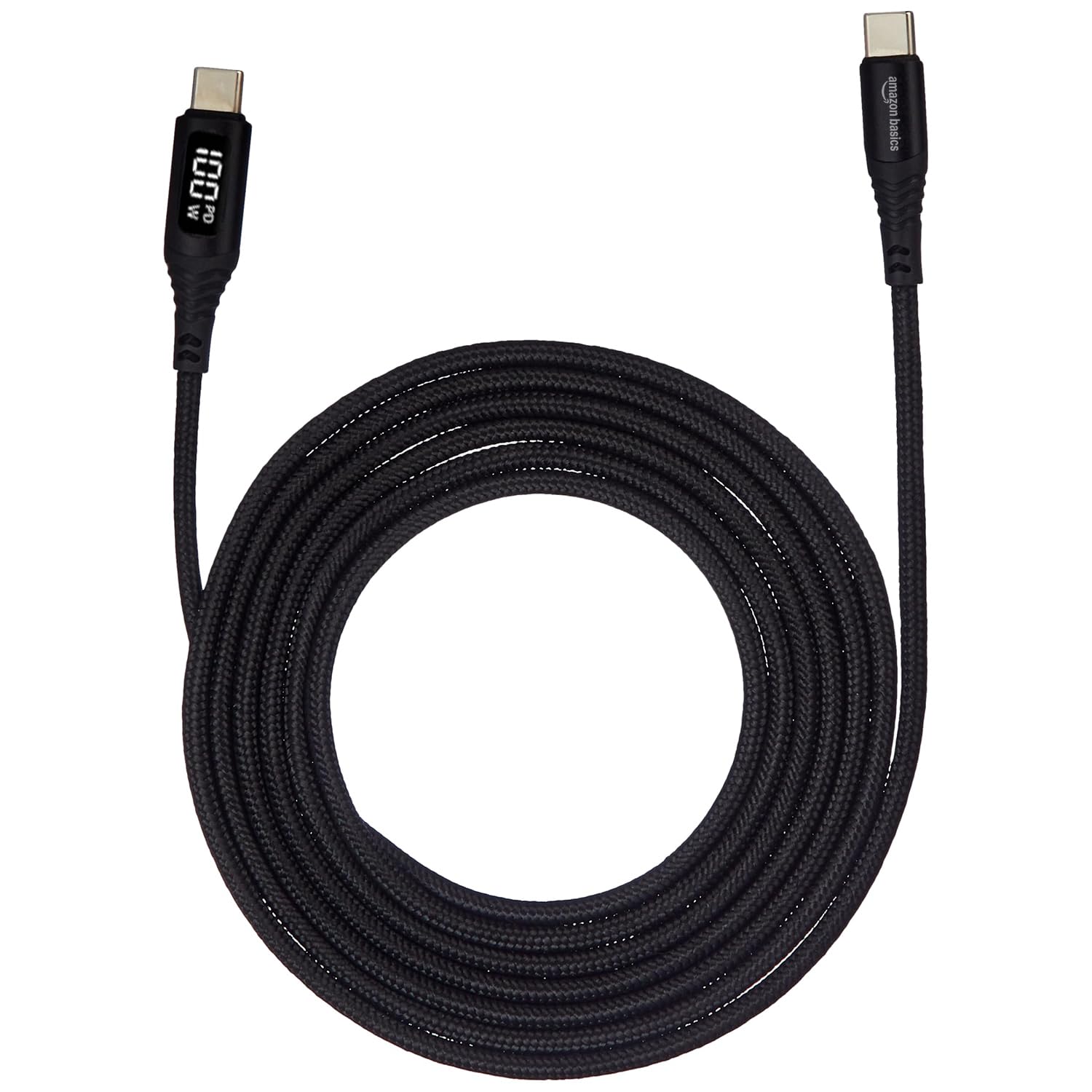 amazon basics 100W Type C to Type C Cable with LED Display, 5A Max Output, Up to 480Mbps Data Sync, 2M Length, Tangle Resistant, Supports Laptop Charging (Black)-image-21