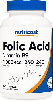 Nutricost Folic Acid Vitamin B9 1000 mcg, 240 Capsules