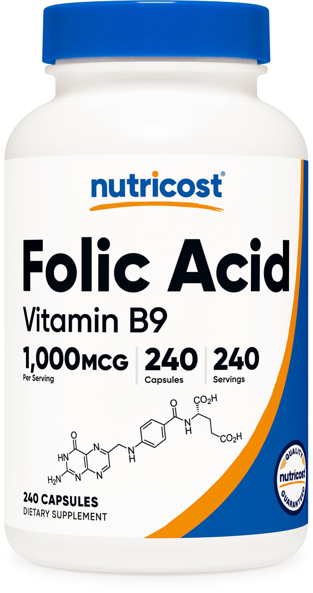 Nutricost Folic Acid (Vitamin B9) 1000 mcg, 240 Capsules