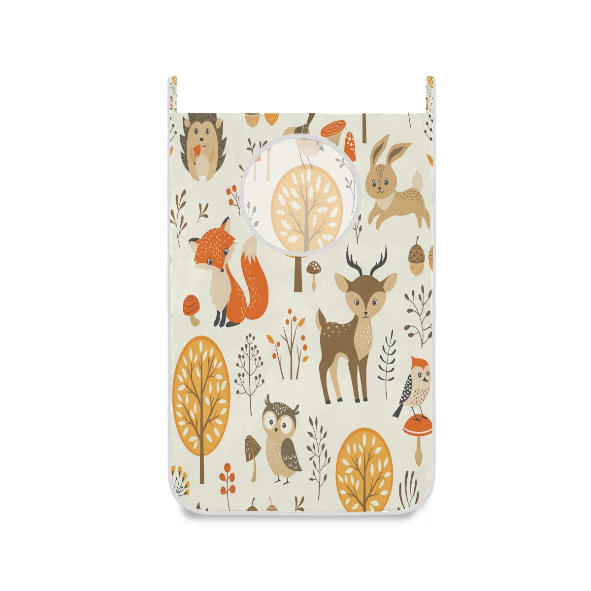 Mnsruu Multicolor Isaoa Large Hanging Laundry Hamper Bag For Bedroom Nursery Dorm Door Closet,Zoo Cute Fox Bunny Floral Owl Laundry Bag Foldable Storage Toys Laundry Bins
