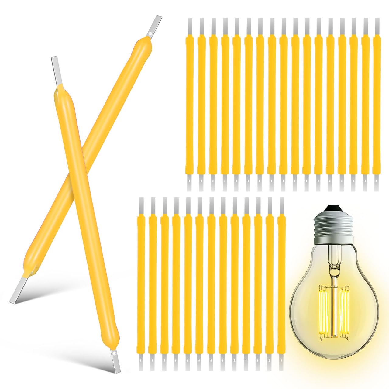 PRETYZOOM 100pcs Replacement Filament, 40mm LED Filament, Warm Light Filament Lamp Bulb Parts, Edison Bulb Accessories