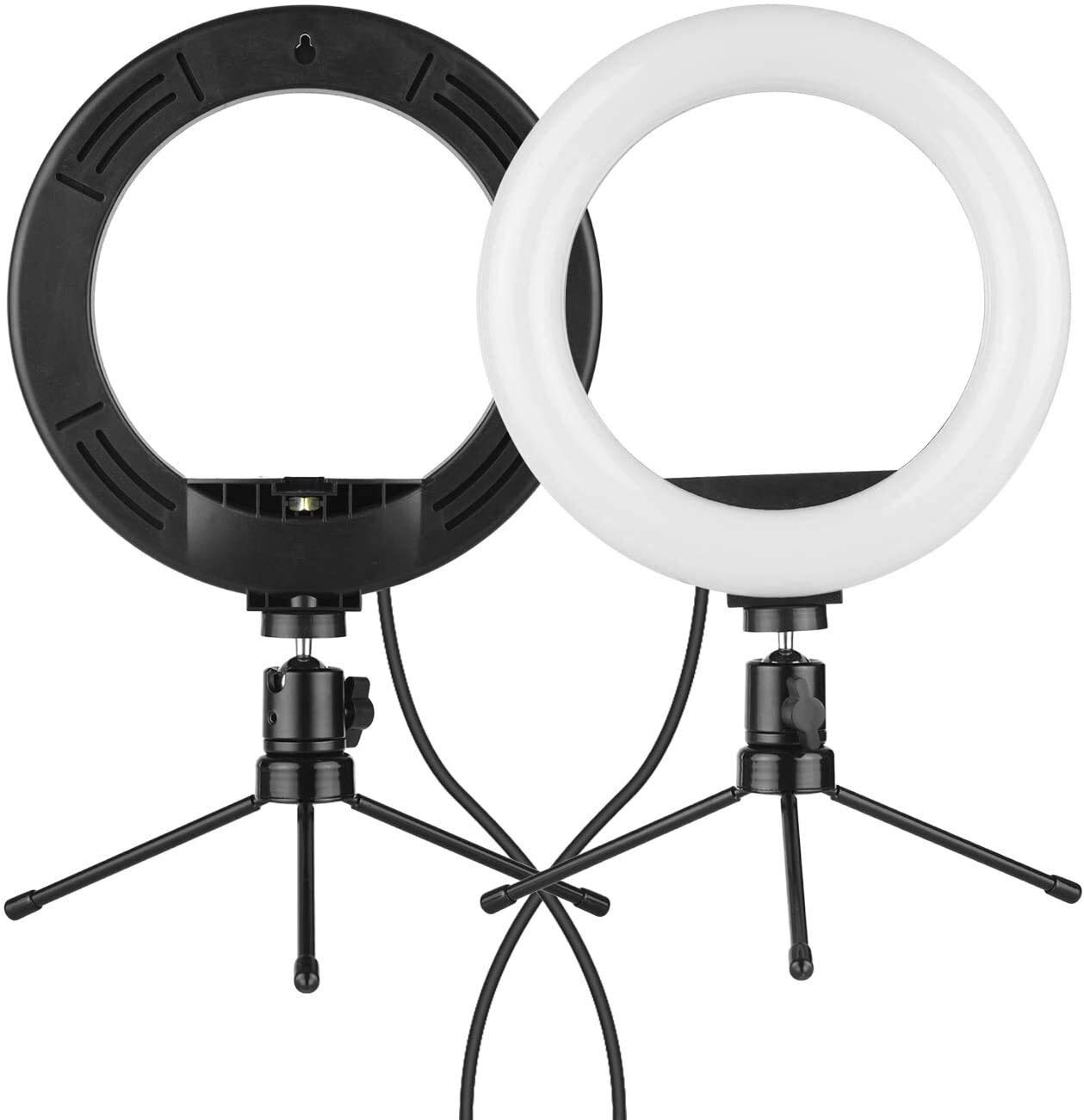 8inch Ring Light With Stand And Phone Holder, Dimmable 3-Color Streaming Light For Vlogging YouTube Video Shooting Make-up, USB Cable, Can be easily adjusted (Color : Silver)