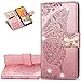 LEMAXELERS iPhone 11 Pro Max Case Bling Diamond Butterfly Embossed Wallet Flip PU Leather Magnetic Card Slots with Stand Cover for iPhone 11 Pro Max Diamond Butterfly Rose Gold SD