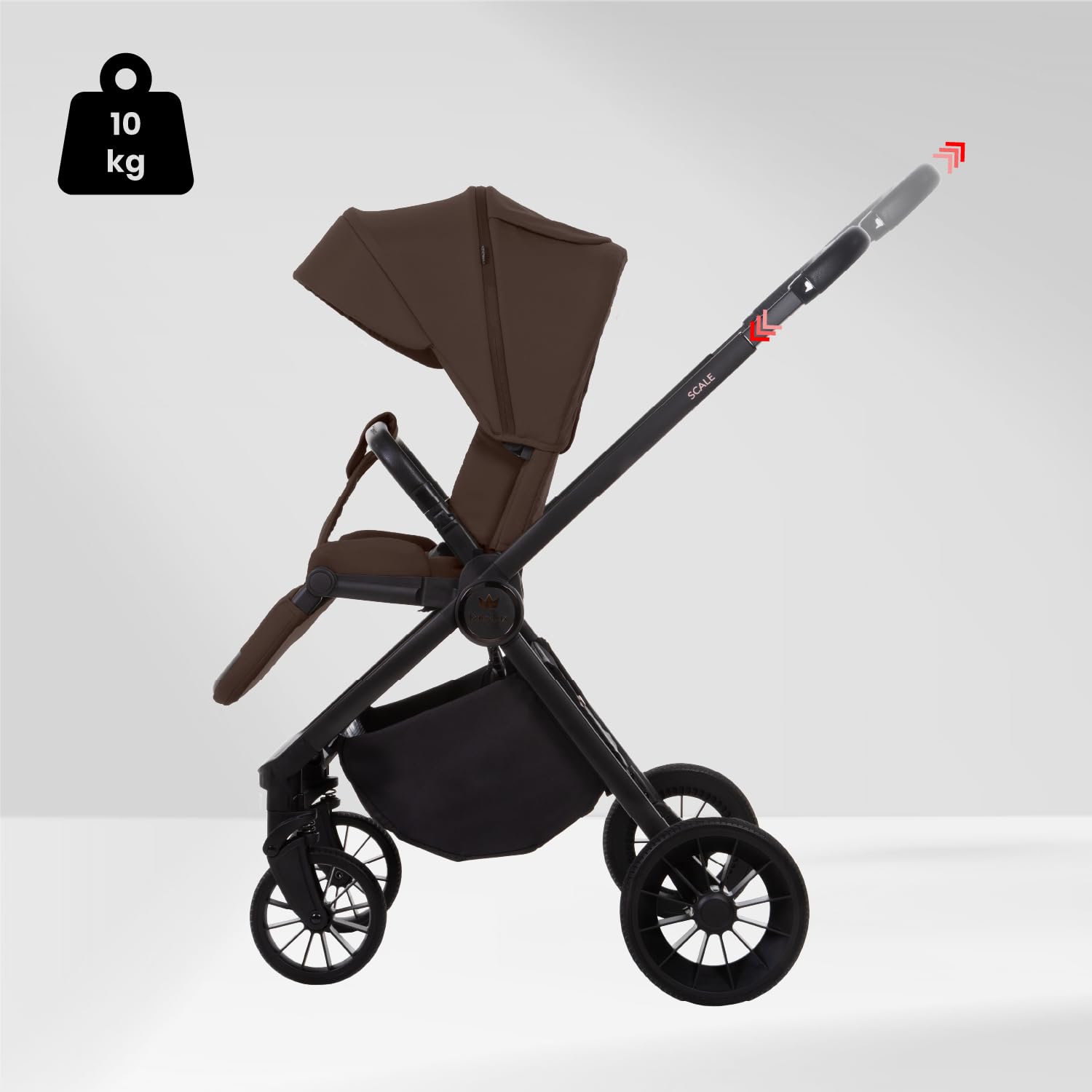 Babylux Passeggino Leggero da Viaggio SCALE, Funzione Reclinabile, Brownie | Passeggino Pieghevole, Manubrio Telescopico, Ripiegabile In Modo Compatto, Borsa Per Pannolini E Viaggio E Altri Accessori