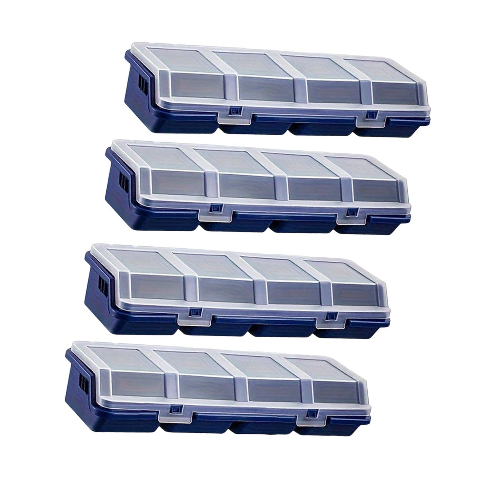 4 Piezas Caja Organizadora de Tornillos con 4 Compartimentos Y Tapa Protectora para Guardar Surtido de Hardware Y Electrónica Caja Resistente en Mater, Azul