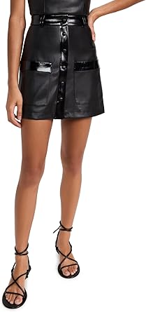 スカート STAUD Woman Skirt Peach R25R6116LS SIEN STAUD Womens Paper Skirt, 2, Black at Amazon Women's