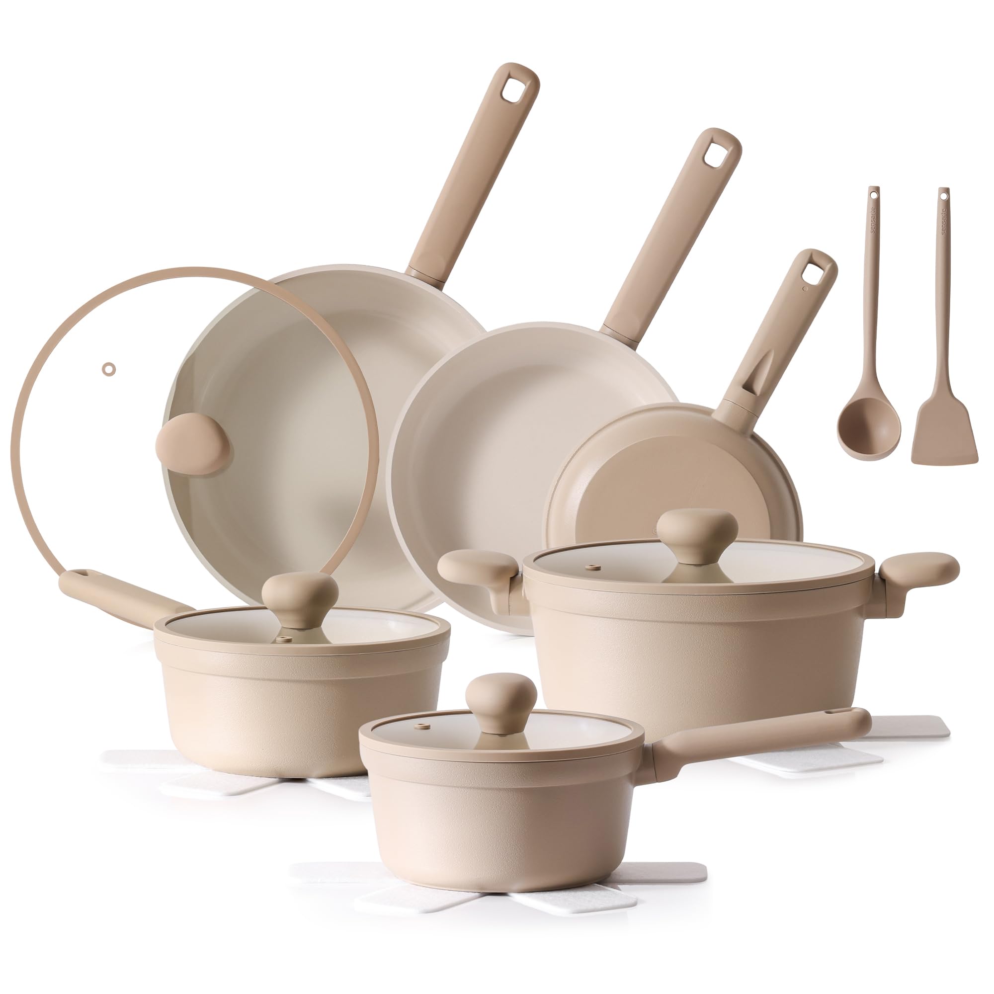 SENSARTE Ceramic Pots and Pans Sets Non Stick, Induction Hob Pan Set