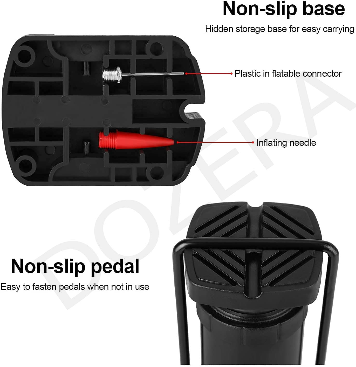 DOZERA Portable High Pressure Foot Activated Air Pump with Pressure Gauge,Small Portable Air Pump Compressor for Motorbike, Cars, Bicycle, Football,Balloon,Swiming Ring. 3
