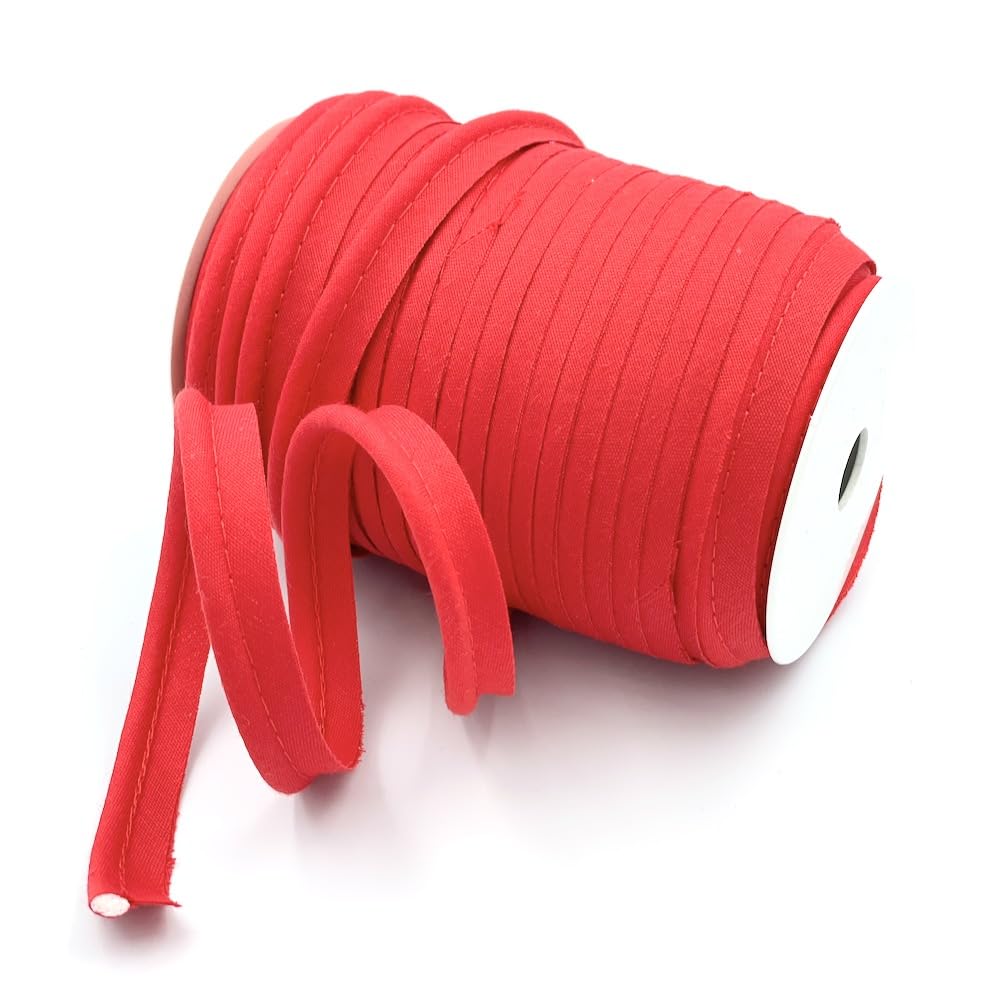 Craft Cult Medium 14mm Wide Plain Piping Bias Binding Piped Trim - 25 Metre Roll (28 - Red)