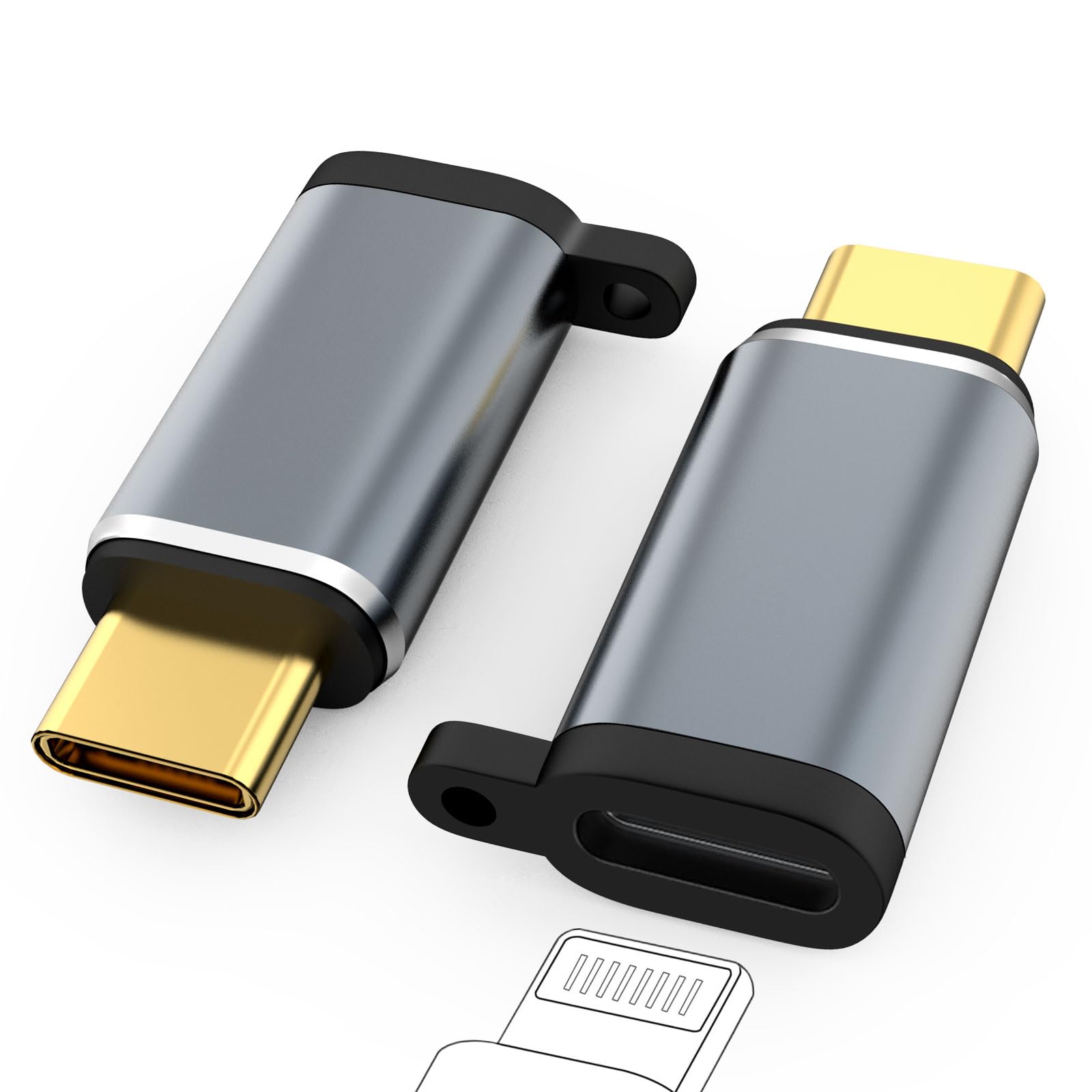 AXFEE 2PCS Light-ning to USB-C Adapter, USB-C Adapter Lighting Cable to USB Type C Adapter with Fast Charging and Data Syncing, Compatible with iPhone 15, iPad, MacBook, Samsung Galaxy, Type C Devices