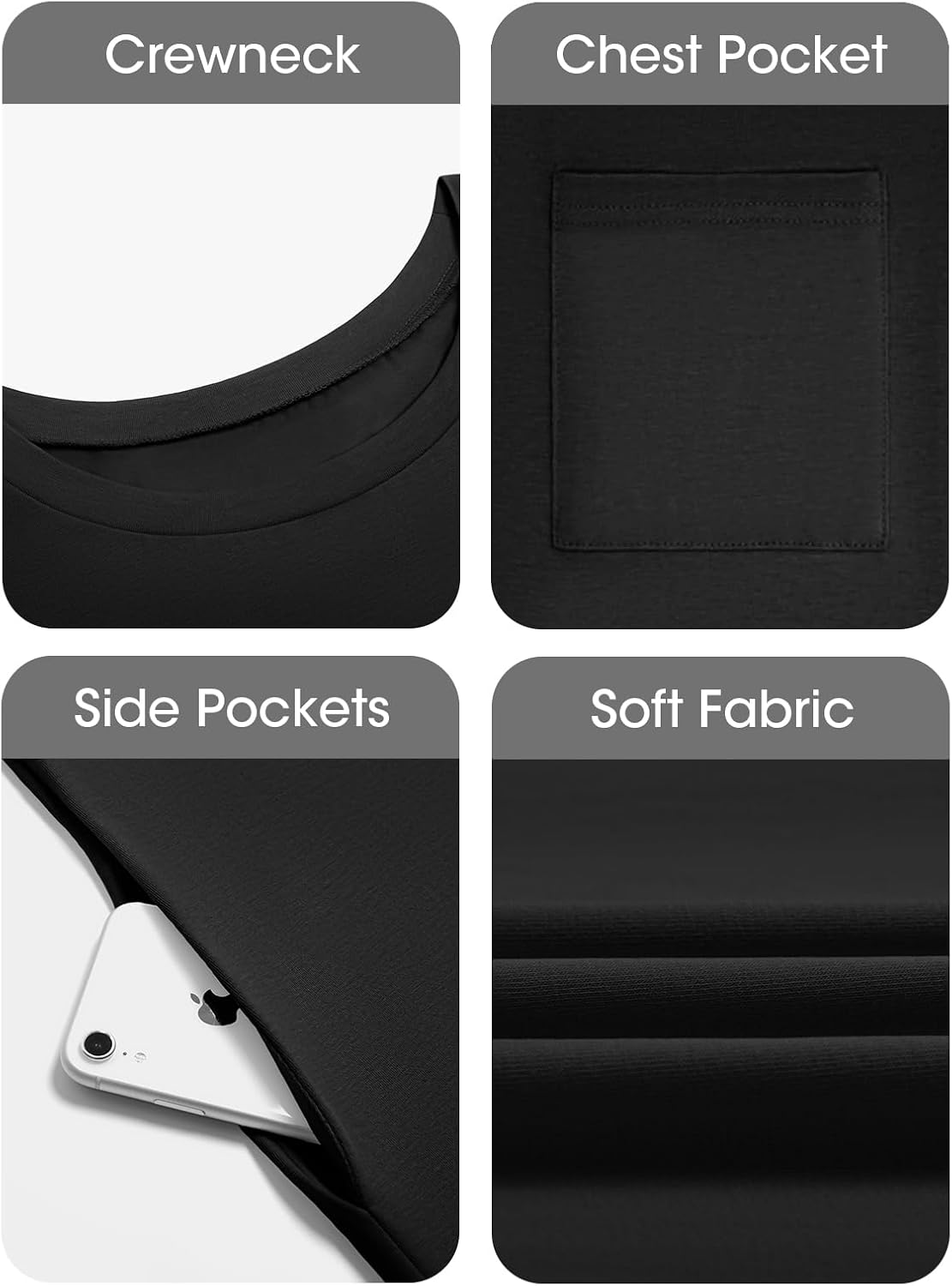 Wenrine Womens Summer T Shirt Dress Casual Short Sleeve Crewneck Loose Flowy Mini Dresses with Pockets - Image 5