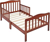 Vista 1 de Cama de madera, muebles de dormitorio para niños con barandillas de seguridad (marrón)