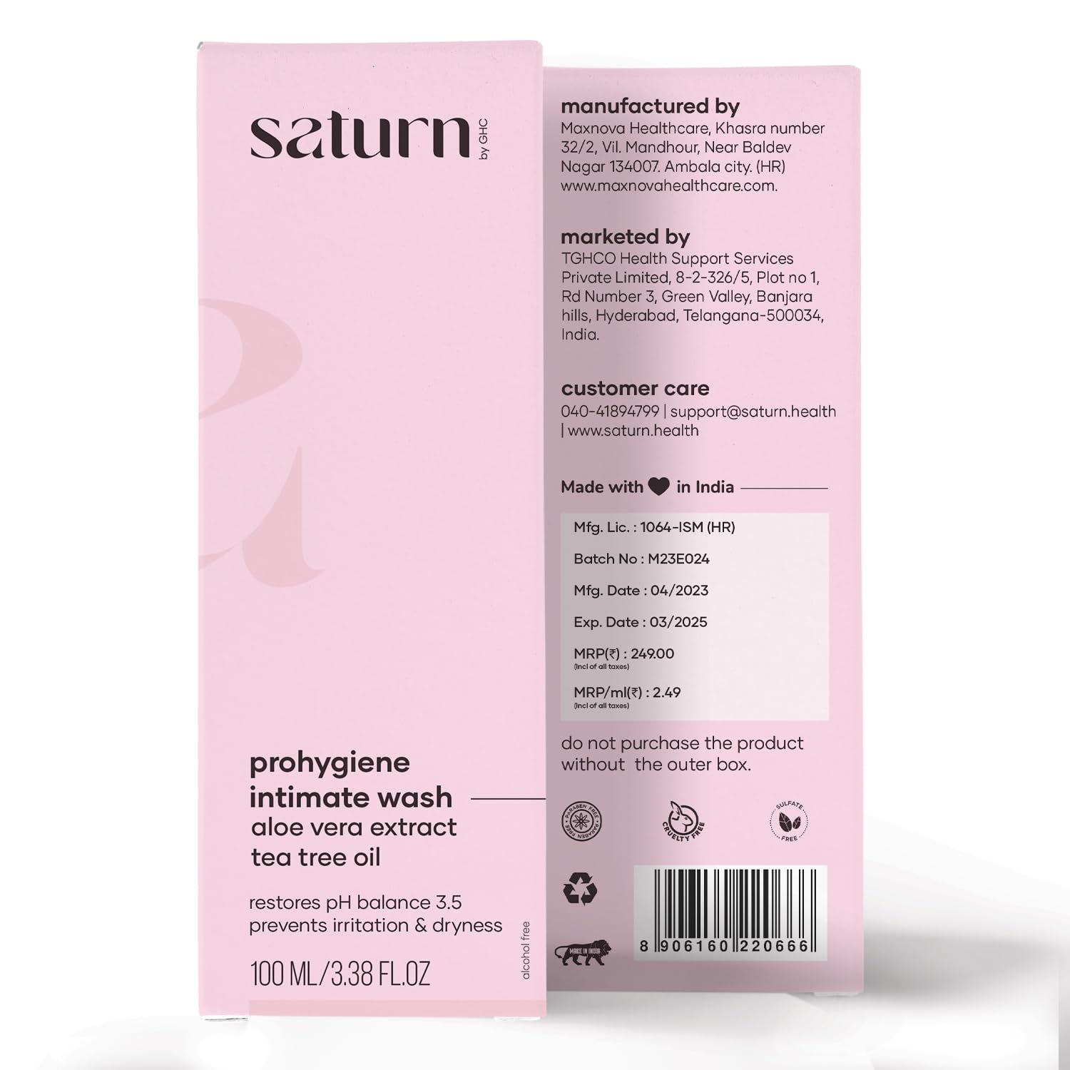 Saturn Intimate Wash for Women | pH Balancing Feminine Wash with Aloe Vera Extracts & Tea Tree Oil | Refreshing Gentle Wash | Good Health Company