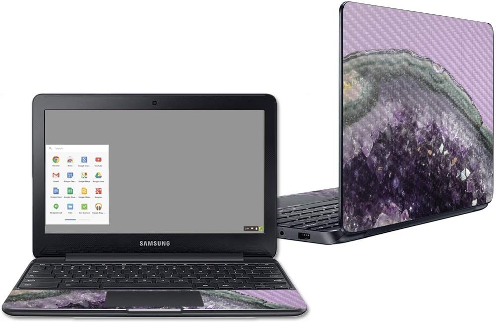 MightySkins Carbon Fiber Skin for Samsung Chromebook 3 11.6" - Geometric Marble | Protective, Durable Textured Carbon Fiber Finish | Easy to Apply, Remove, and Change Styles | Made In The USA