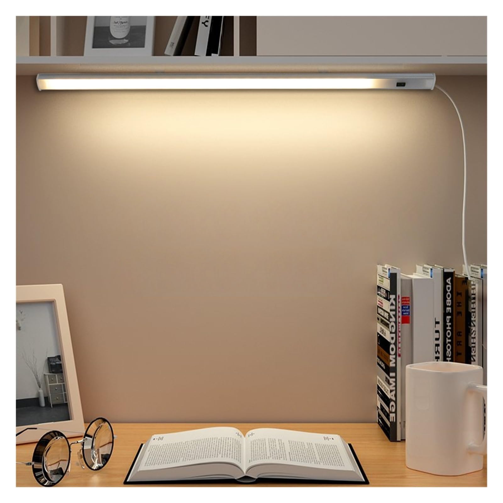 Oświetlenie Pod Szafką Ręcznie Sweep Przełącznik Czujnika Ruchu Lampy Stołowe Listwa Świetlna LED Lampka Nocna 5V USB Biurko Dekoracja Szafy Lampa Stołowa Do Czytania 30/40/50 Cm(3 Colors,40CM)
