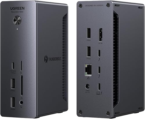 UGREEN Revodok Max 213 Dock Thunderbolt 4 40Gbps Station Accueil 13 en 1 Dual 4K 60Hz Unique 8K 30Hz Écran Extension 90W Charge pour Ordinateur avec USB 10Gbps RJ45 2.5GbE SD TF 3.5mm Audio Port - 1