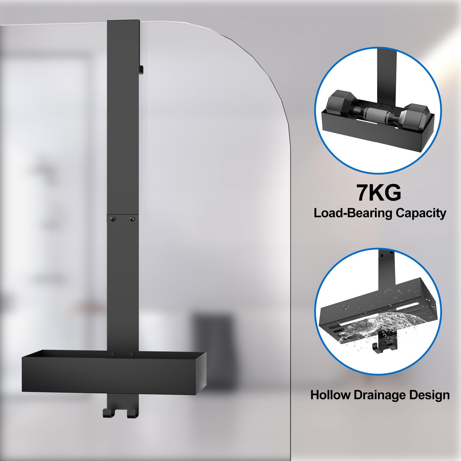 Mensola Doccia Da Appendere Diwoker 3 Livelli - Senza Foratura, Regolabile, Per Porte Vetro Bagno - Foto 7