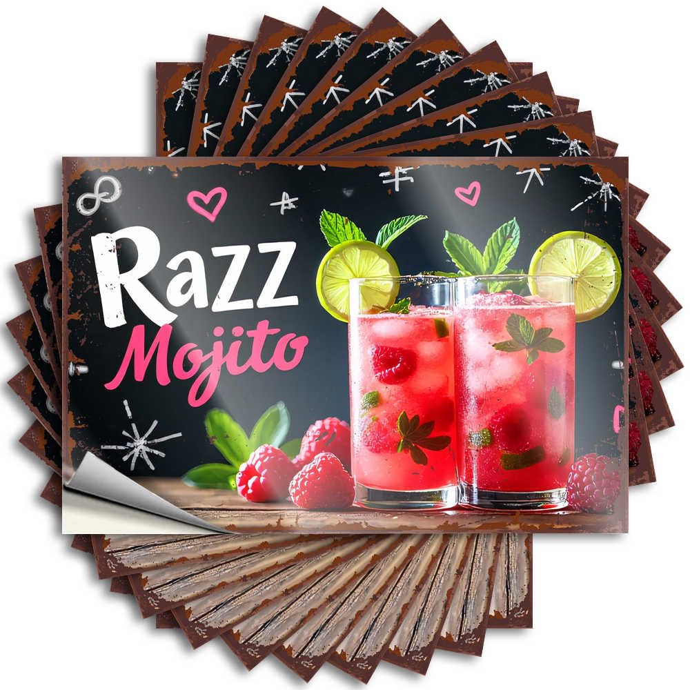Man Cave Accessories Door Decal - Raspberry Mojito: A Refreshing Twist On Classic Mint Cooler Inspirational Durable Sticker Easy Apply for Silicone Decor(6X9CM)