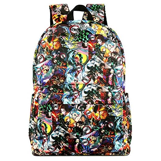 Roffatide Anime Demon Slayer Kimetsu no Yaiba Mochila con Estampado Completo Mochila para Portátil Mochilas de Cosplay Negro