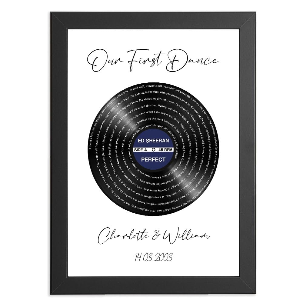 Personalised Vinyl Record Poster With Your Wedding First Dance - Romantic Gift - Wedding Anniversary - Presents For Wife Or Husband - For Him, For Her Valentines Day Christmas Birthday