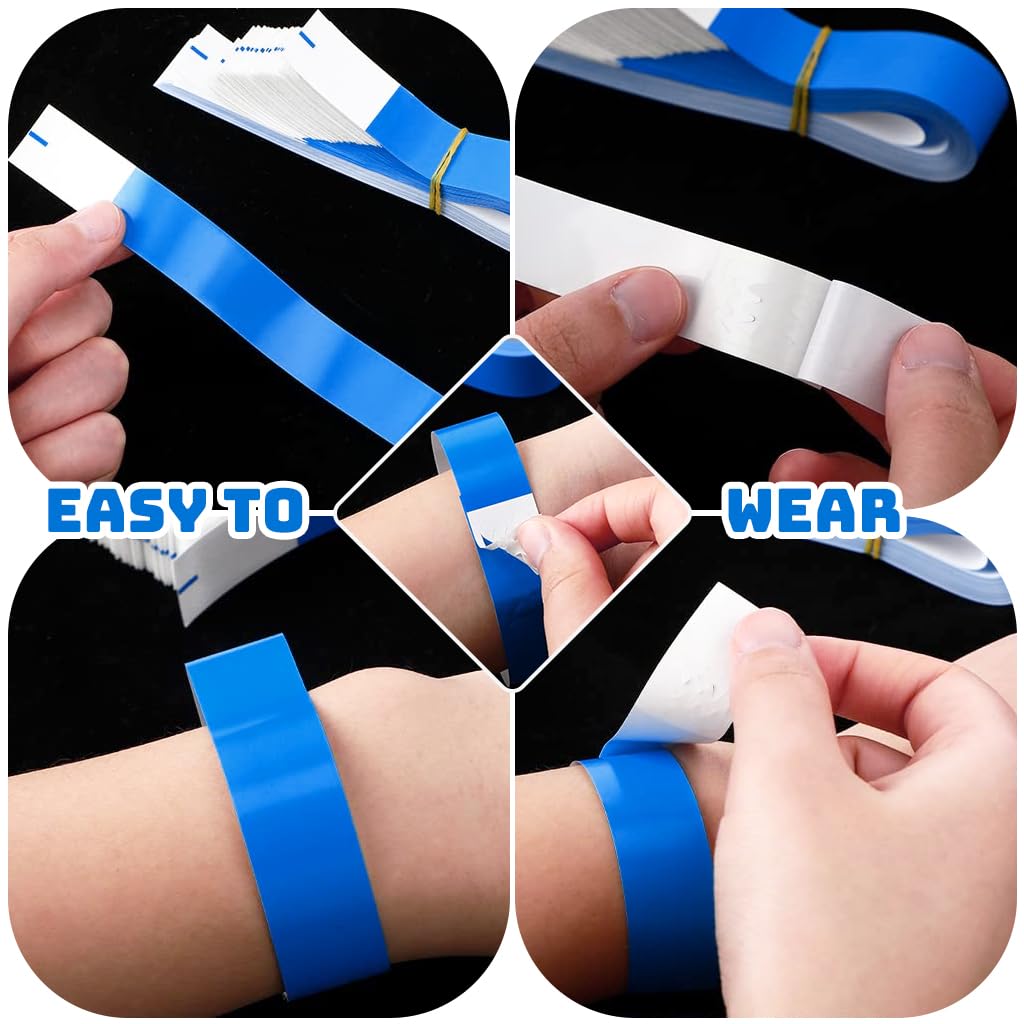 HASTHIP® Paper Wrist Band 300 Pack Waterproof Blue for Events Party Entry 2