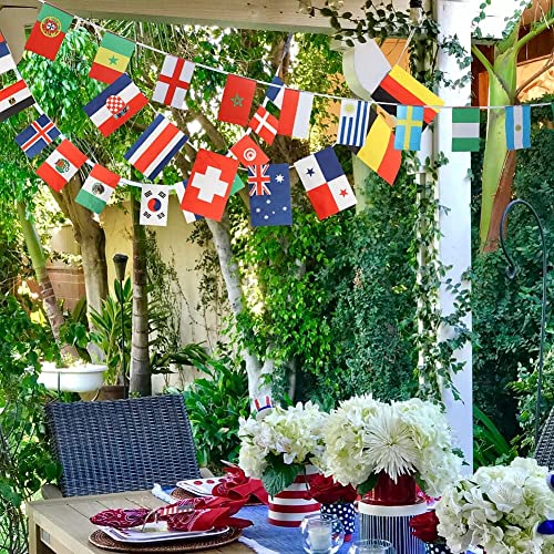 Yofanup Soccer Party Decorations, Flags Banners For Womens World Cup, 32 Teams Flag String Decoration For Party, Family Garden, Bar, Restaurant, Class (33Ft-5.5X8.3In) #TOP4