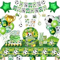 Football Birthday Decorations, Football Party Decorations, Footballs Balloons Paper Plates Cups Napkins Tablecloth Happy Birthday Banners, Footballs Party Tableware Set for Boys Girls Kids Serves 16
