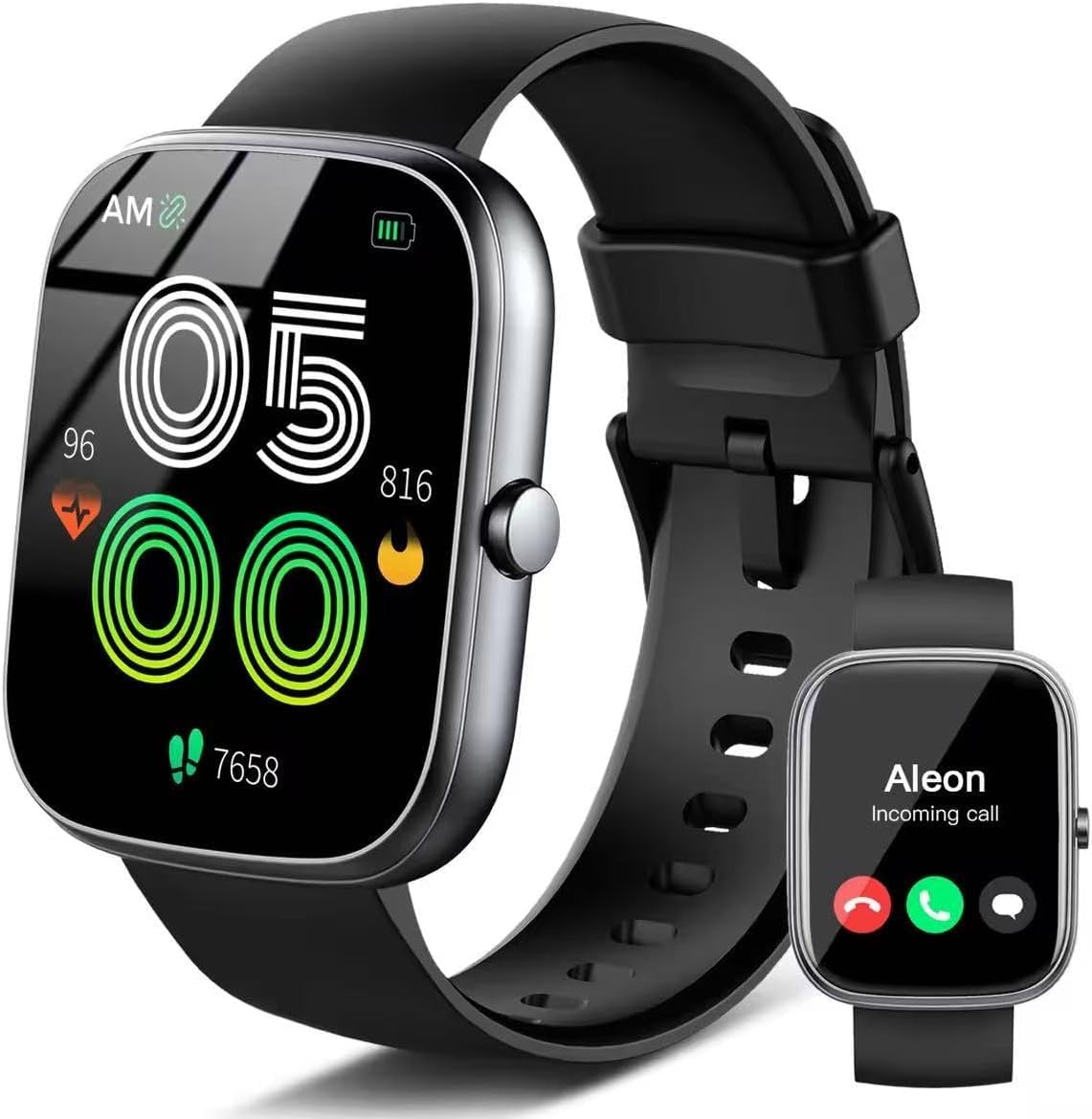 Smartwatch Herren Damen, 1.96" HD Fitnessuhr mit Telefonfunktion Smart Watch mit SpO2 Pulsuhr Schlafmonitor Schrittzähler Uhr, 110+ Sportmodi Fitness Tracker IP68 Wasserdicht Sportuhr für Android iOS
