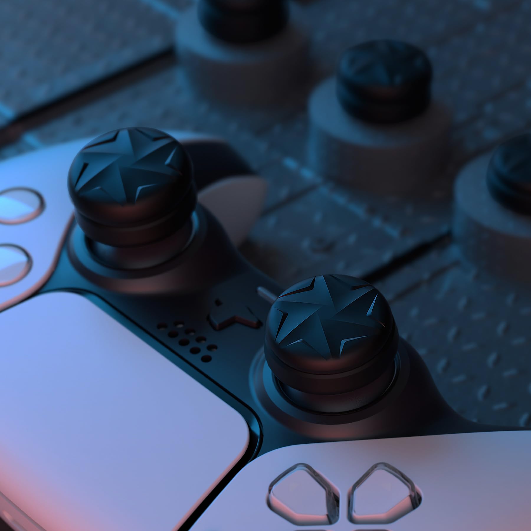 PlayVital Razor 3 Pary Thumbs Cushion Caps Uchwyty Osłony Joysticka do ps5 Nakładki na Kciuki do ps4, do Xbox Series X/S, do Xbox Core/Xbox One/Elite Series 2,do Switch Pro Kontroler-Czarny