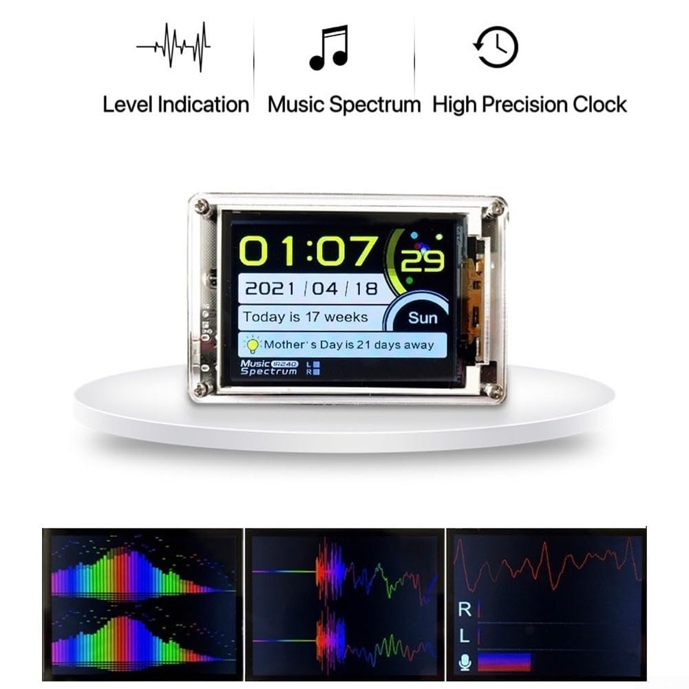 Orologio misuratore di livello sonoro con musica per visualizzazione spettro per casa ufficio studio decorazione audio e visualizzazione del tempo